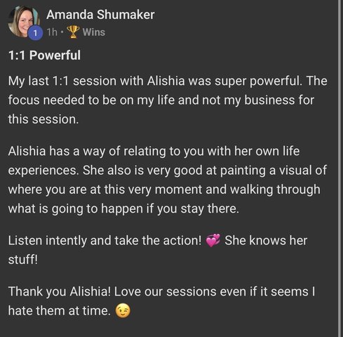 Amanda Shumaker testimonial